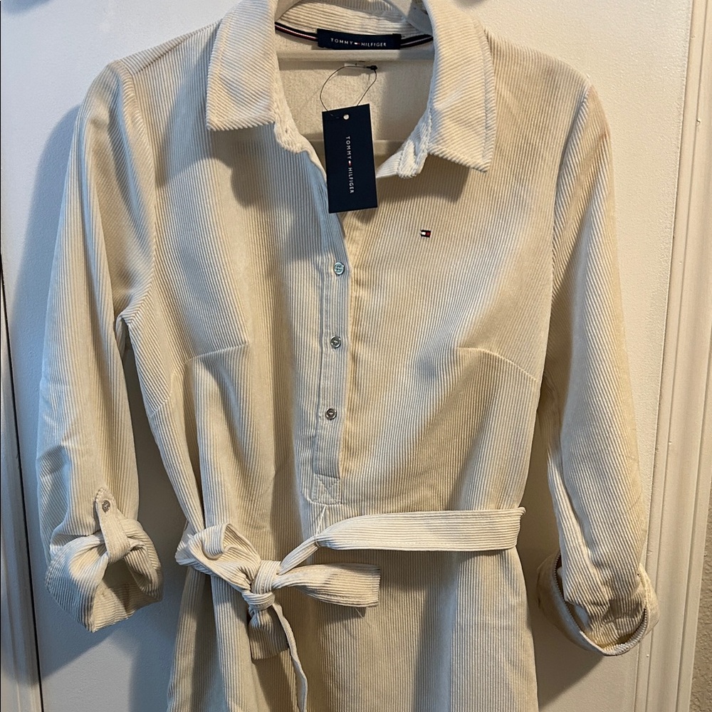 Tommy Hilfiger Beige Belted Shirt Dress